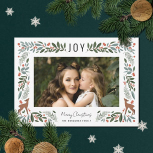 Cartes Pour Fêtes Annuelles Joli cadre Little Deer   Noël photo blanche