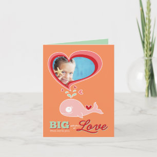 Cartes Pour Fêtes Annuelles Joli caricature baleine rose Enfant Valentine Cart