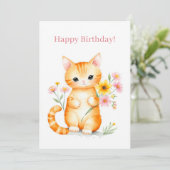 Cartes Pour Fêtes Annuelles Joli Cartoon Chat Kitten Anniversaire (Debout devant)