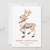 Cartes Pour Fêtes Annuelles Joli Cartoon de Renne Joyeux Noël (Devant)