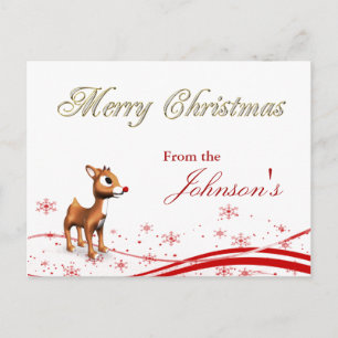 Cartes Pour Fêtes Annuelles Joli Cartoon Reindeer Noël Salutation