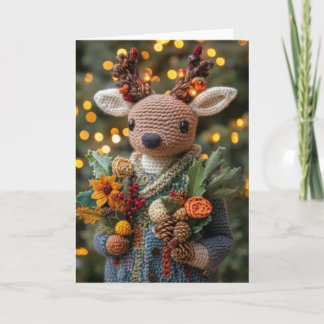 Cartes Pour Fêtes Annuelles Joli Cerf de Noël Crocheté