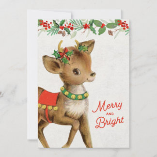 Cartes Pour Fêtes Annuelles Joli Cerf de Noël Rétro Vintage