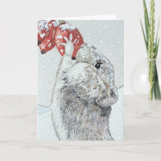 Cartes Pour Fêtes Annuelles joli champ souris neige scène faune noël (Devant)