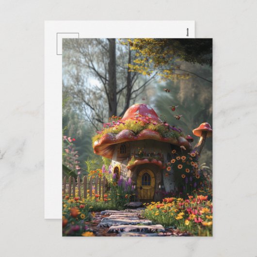 Cartes Pour Fêtes Annuelles Joli champignon coloré (Devant / Derrière)