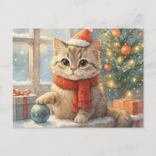 Cartes Pour Fêtes Annuelles Joli chat de Noël fantaisiste