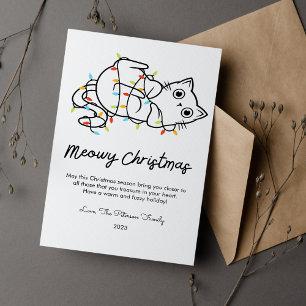 Cartes Pour Fêtes Annuelles Joli Chat et Lumières Amoureux des Animaux Noël Pl