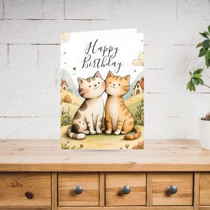 Cartes Pour Fêtes Annuelles Joli Chat Joyeux Anniversaire