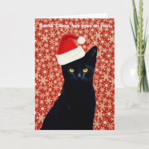 Cartes Pour Fêtes Annuelles Joli Chat Noir Père Noël Griffes Fêtes de Noël