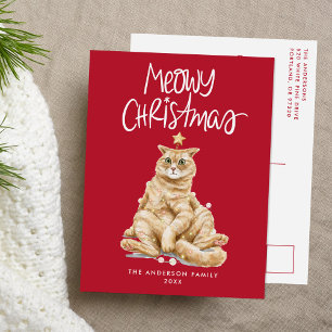 Cartes Pour Fêtes Annuelles Joli Chat Orange Meowy Noël Non-Photo