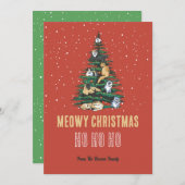 Cartes Pour Fêtes Annuelles Joli Chat Xmas Arbre Neige hiver Meowo Noël (Devant / Derrière)