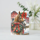Cartes Pour Fêtes Annuelles Joli Cheval Brown dans Red Bow Noël (Debout devant)