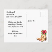 Cartes Pour Fêtes Annuelles Joli Cheval Brown dans Red Bow Noël (Dos)