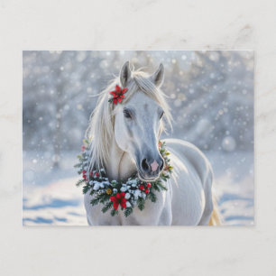 Cartes Pour Fêtes Annuelles Joli cheval dans les Joyeuses Fêtes de neige
