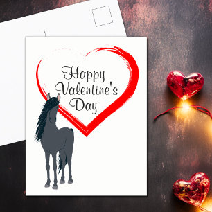 Cartes Pour Fêtes Annuelles Joli cheval et Heureuse Sainte-Valentin de coeur