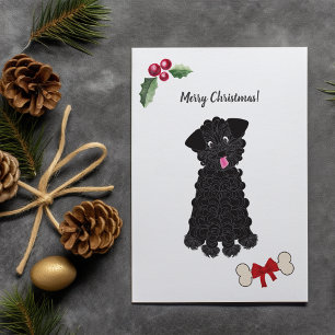 Cartes Pour Fêtes Annuelles Joli chien caniche jouet noir personnalisable