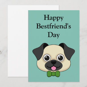 Cartes Pour Fêtes Annuelles Joli chien Carlin avec Papillon   Personnaliser