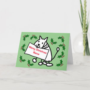 Cartes Pour Fêtes Annuelles Joli chien de dessin avec Holly Christmas