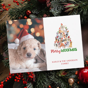 Cartes Pour Fêtes Annuelles Joli chien de Noël Joyeux Woofmas Photo d'animal d