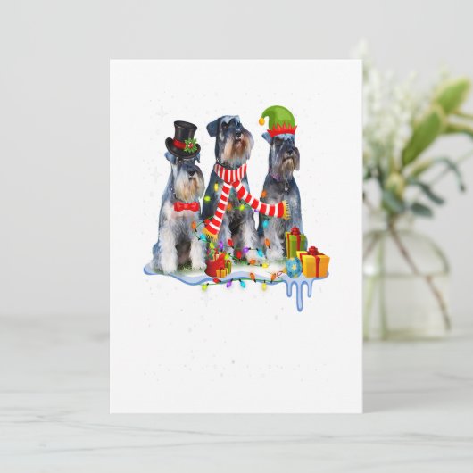 Cartes Pour Fêtes Annuelles Joli chien de Noël miniature Schnauzer (Debout devant)