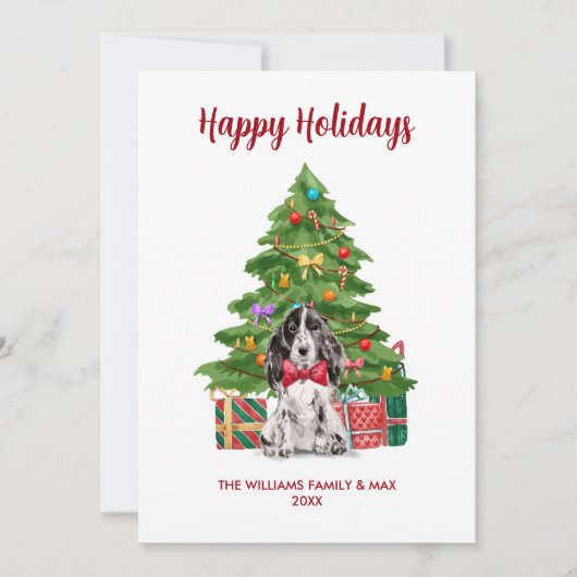 Cartes Pour Fêtes Annuelles Joli Chien Espagnol Noël de famille (Devant)