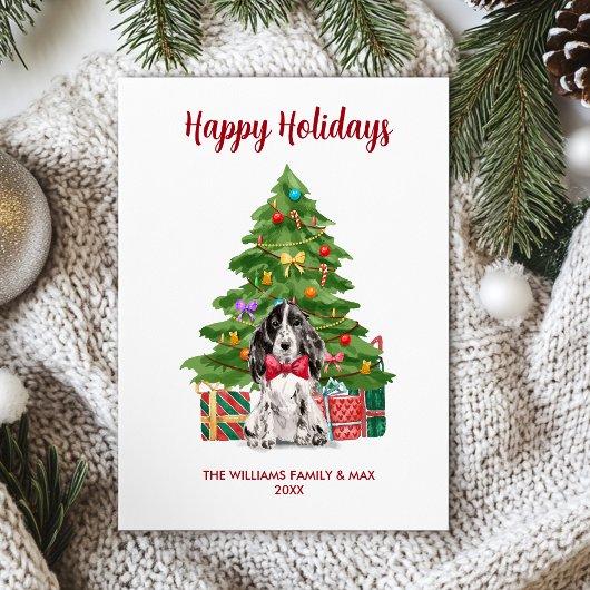 Cartes Pour Fêtes Annuelles Joli Chien Espagnol Noël de famille