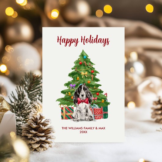 Cartes Pour Fêtes Annuelles Joli Chien Espagnol Noël de famille