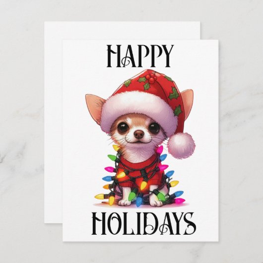 Cartes Pour Fêtes Annuelles Joli Chihuahua de Noël (Devant / Derrière)