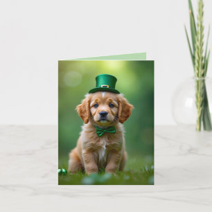 Cartes Pour Fêtes Annuelles Joli chiot avec tenue St. Patrick, shamrock