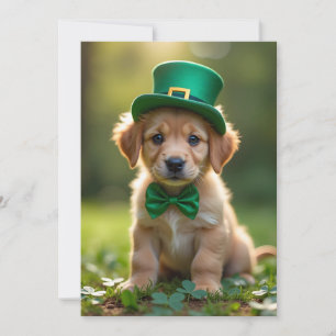 Cartes Pour Fêtes Annuelles Joli chiot avec tenue St. Patrick, shamrock