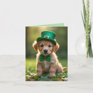 Cartes Pour Fêtes Annuelles Joli chiot avec tenue St. Patrick, shamrock