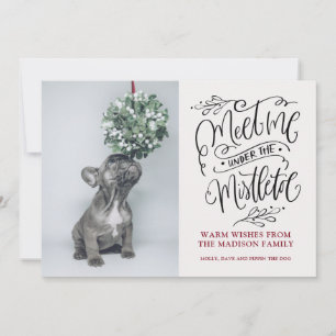 Cartes Pour Fêtes Annuelles Joli chiot reniflant le gui de Noël