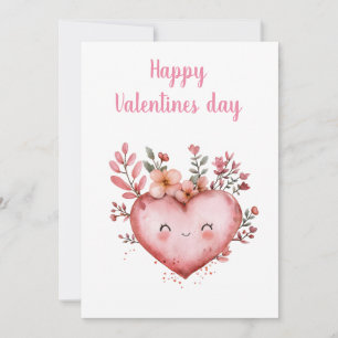 Cartes Pour Fêtes Annuelles joli cœur aquarelle avec fleurs peintes 
