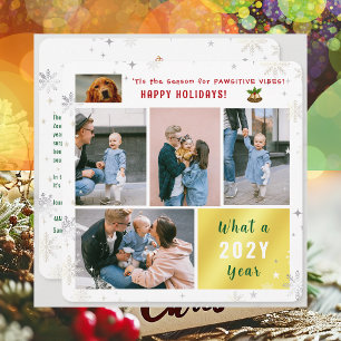 Cartes Pour Fêtes Annuelles Joli Collage de 5 Photos de Chien Chat Drôle Joyeu