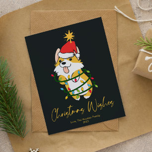 Cartes Pour Fêtes Annuelles Joli Corgi Arbre de Noël Plat