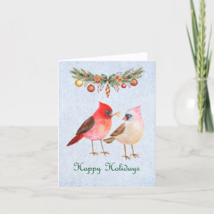 Cartes Pour Fêtes Annuelles Joli Couple de Cardinals Rétro Joyeux Noël de Fête