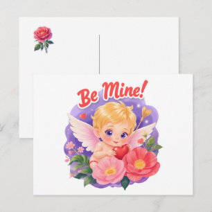 Cartes Pour Fêtes Annuelles Joli Cupidon de la Saint-Valentin avec "Soyez à mo