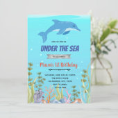 Cartes Pour Fêtes Annuelles Joli dauphin thème de la douche d'anniversaire (Debout devant)