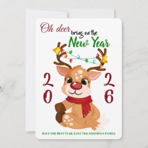 Cartes Pour Fêtes Annuelles Joli dessin animé Rudolph Oh cerf, apportez la nou