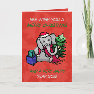 Cartes Pour Fêtes Annuelles Joli dessin de Noël Elephant