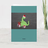 Cartes Pour Fêtes Annuelles Joli dinosaure de Noël Père Noël (Dos)