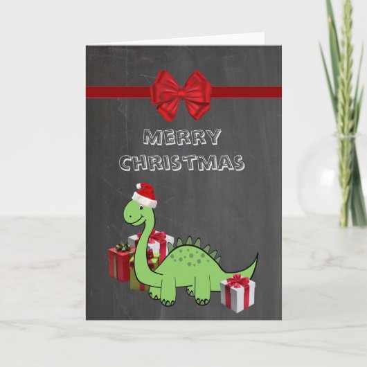 Cartes Pour Fêtes Annuelles Joli dinosaure de Noël Père Noël (Devant)