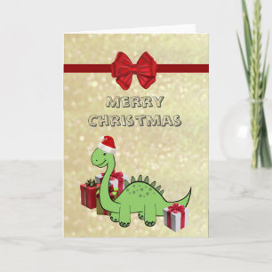Cartes Pour Fêtes Annuelles Joli dinosaure de Noël Père Noël