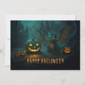 Cartes Pour Fêtes Annuelles Joli dragon d'Halloween avec des citrouilles effra (Devant)