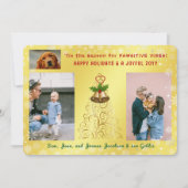 Cartes Pour Fêtes Annuelles Joli Drôle Chien Chat Joyeuses Fêtes 3 Photos Doré (Devant)