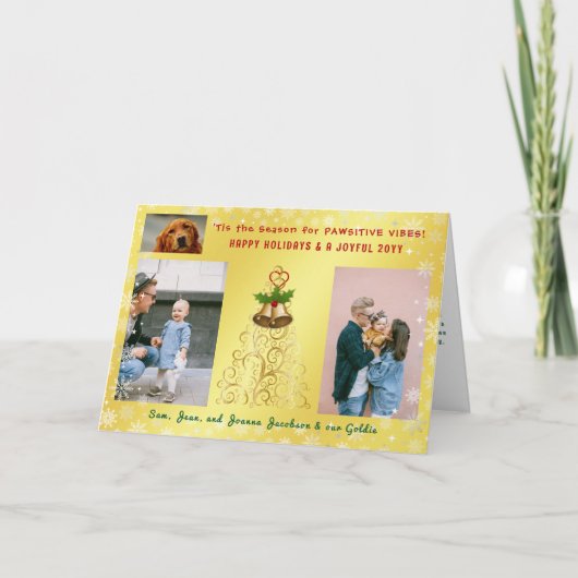 Cartes Pour Fêtes Annuelles Joli Drôle de Chien Chat Joyeuses Fêtes 3 Photos D (Devant)