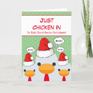 Cartes Pour Fêtes Annuelles Joli Drôle Juste Poule Dans Joyeux Noël