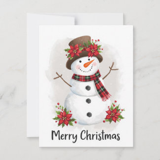 Cartes Pour Fêtes Annuelles Joli écharpe carreauté poinsettia bonhomme de neig