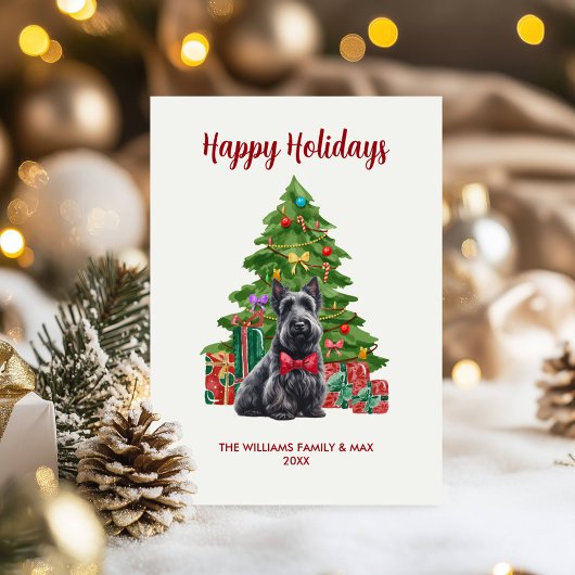 Cartes Pour Fêtes Annuelles Joli écossais Terrier Chien famille Noël