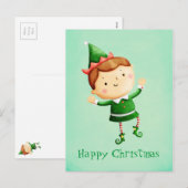 Cartes Pour Fêtes Annuelles Joli elfe de Noël (Devant / Derrière)